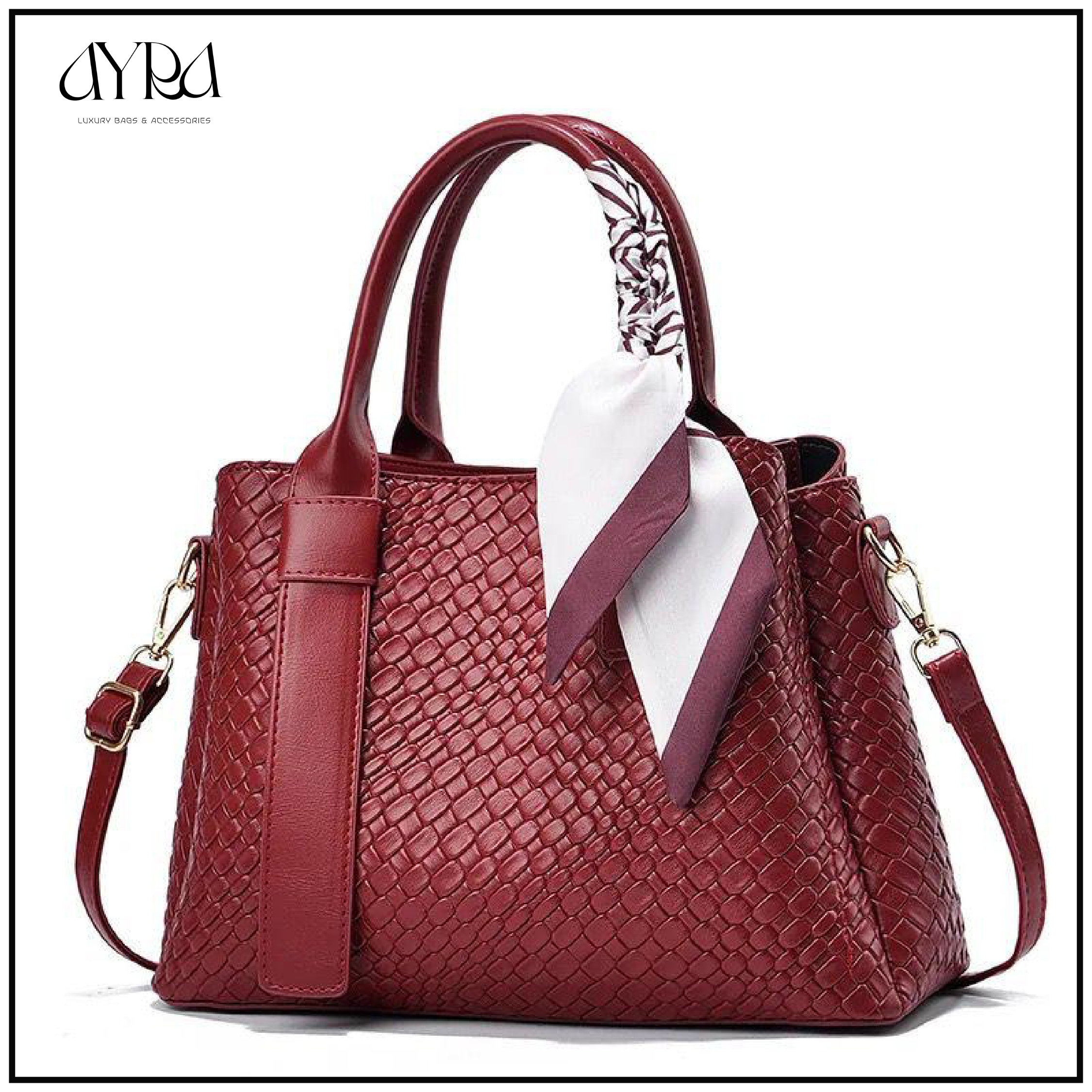 ayra-04 شنطة جلد احمر - الصورة 1